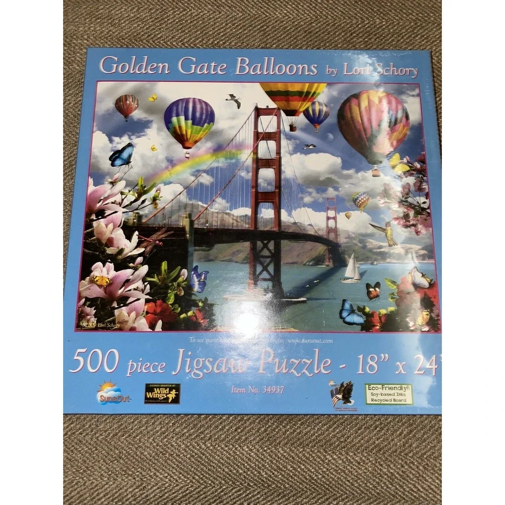 Golden Gate‎ Bridge Balloon By Lori Schory 500 Piece Puzzle New And Sealed 34937
